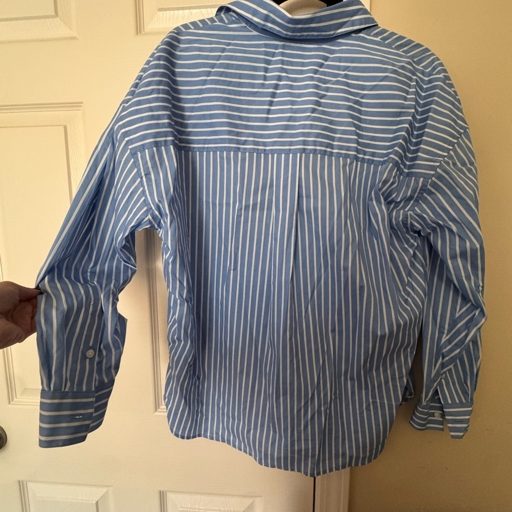 Talbots Light Blue and White Striped Casual Shirt - Picture 5 of 5